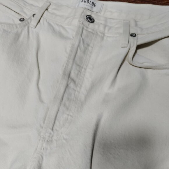 AGOLDE x REVOLVE Remy Twee High Waisted Button Fly Straight Jeans Cream US 30 - Picture 8 of 15